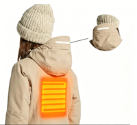 Chaqueta con capucha de forro polar softshell impermeable para mujer, con calefacción eléctrica a batería, cuello alto, cierre de cremallera, talla XL, tela teñida