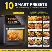 Four à Friture à Air Chaud Numérique 10L à Double Chauffage avec Écran Tactile et Fenêtre Visible pour Cuisine - Vente en Gros