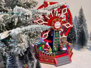 Venta al por mayor de fábrica, Noria redonda de resina, luces LED, figurita móvil, juguete para niñas y niños, decoraciones de cumpleaños y Navidad - Product Image 2