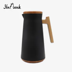 Chất lượng hàng đầu Châu Âu 1000ml gỗ xử lý chân không Jug nồi thủy tinh Refill nhiệt cà phê Jug