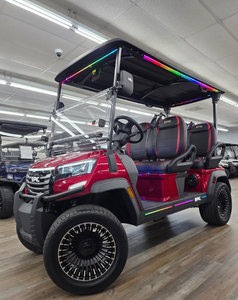 Electric <b>Golf</b> Cart 4 Wheels 24V Lithium Battery Double Motor 400W Modern Style Red Roof Black Seats - Product Image 3