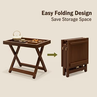 Table d'étude moderne en bois pliable avec plateau à collation et rebords surélevés, idéale pour chambre à coucher, fenêtre en baie, table basse autoportante