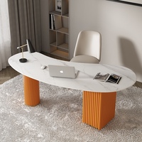 Mobilier de maison de luxe Table de bureau Ordinateur moderne Salon d'écriture Réception Table de travail blanche avec dessus en marbre