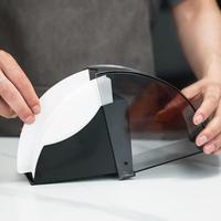 Support de filtre à café pour bar à café, boîte de rangement en acrylique pour filtres en papier, design minimaliste en forme d'éventail, anti-poussière et anti-humidité