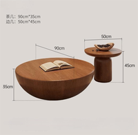 Table basse ronde de style médiéval pour salon, petite taille, modèles simples, table à thé en bois avec fonction de rangement