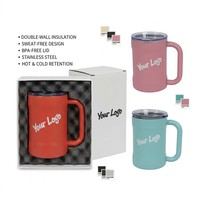 Mug isotherme à double paroi avec poignée, en acier inoxydable, couvercle sans BPA, vente en gros, couleur personnalisée, OEM
