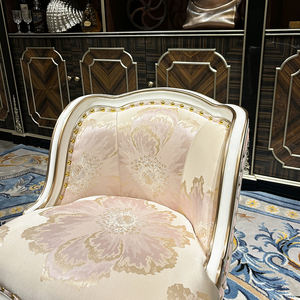 Tabouret de dressing français palais tissu européen tabouret de maquillage brodé néoclassique de luxe en bois massif - Product Image 3