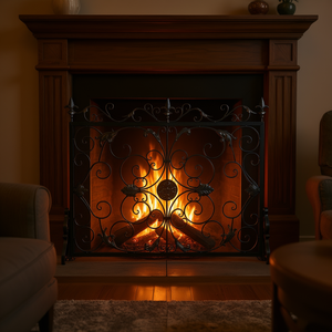 Rejilla para Chimenea Clásica de Hierro Rectangular con Recubrimiento en Polvo, Accesorio para Chimenea de Leña - Product Image 2