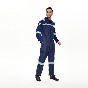 Overoles Hi Vis FR para hombre llama 100% algodón reflectante resistente al fuego ropa de trabajo de seguridad overoles azul marino CAT 2 - Product Image 3