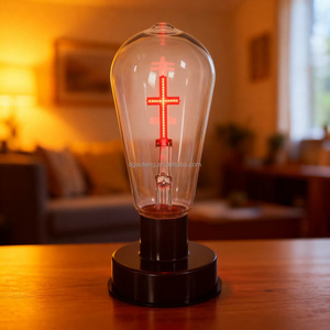علبة بطارية بإضاءة LED ذات أجواء دينية، مصباح LED على شكل صليب يعمل بتيار مستمر 3 فولت، مصباح LED على شكل صليب طراز ST64 - Product Image 5