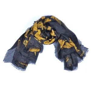 hot sale black and yellow cotton modal scarf for women