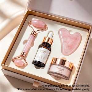 Eco-friendly Rose Quartz Roller Guasha Custom Logo Oil Serum Gift <strong>Set</strong> Face <strong>Gua</strong> <strong>Sha</strong> Sustainable Self Care - Product Image 1