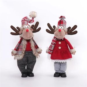 Ensemble adorable de rennes de Noël lumineux, 2 pièces, rennes en peluche doux et debout avec lumières LED pour la décoration de la maison pendant les fêtes - Product Image 1