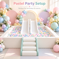 Premium Weiß-Pastellgrünes Softplay-Bällebad mit Rollstufen, Maßgefertigter Kinder-Ozeanballpool für Innen- und Außenbereich, Spielplatzausrüstung
