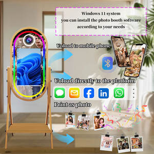 Photomaton à écran tactile en bois grainé <span class=keywords><strong>pas</strong></span> <span class=keywords><strong>cher</strong></span> 2025, miroir magique pour selfies, compatible avec l'appareil <span class=keywords><strong>photo</strong></span> et le plateau d'impression - Product Image 3