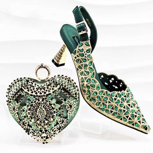 Conjunto de Zapatos y Bolso Africanos a Juego para Mujer, de Tacón Alto con Plataforma y Pedrería, Punta Cerrada, Ideales para Fiestas - ¡Venta Caliente! - Product Image 4