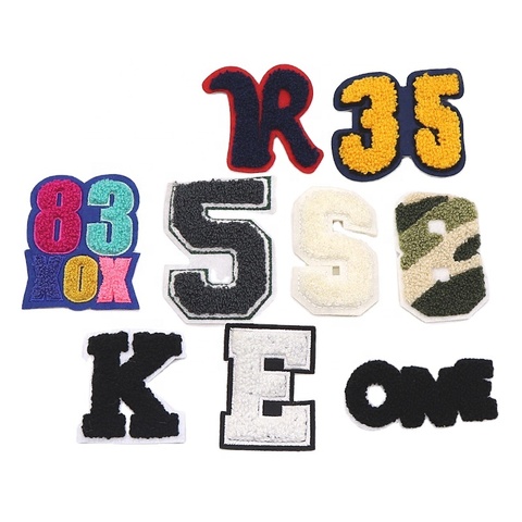 Wholesale High Quality Custom Logo Patterns Letters Patches Iron on Initial Alphabet Chenille Letter Patches Diy