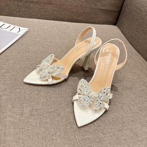 Sandali <span class=keywords><strong>con</strong></span> Tacco Alto a Punta per Donna <span class=keywords><strong>con</strong></span> Decorazione a Farfalla in Strass, Nuove <span class=keywords><strong>Scarpe</strong></span> Primavera-Estate - Product Image 2