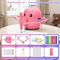 Robot de dessin interactif éducatif pour enfants, 150 cartes, apprentissage Montessori, jouet en plastique, âges 3-8, garçons et filles (rose)