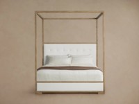 Lit à baldaquin capitonné Darien en bois massif, design moderne et luxueux, durable, pour chambre principale, mobilier d'hôtel et de villa
