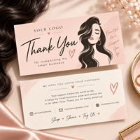 Cartes de remerciement personnalisées pour commande, impression offset en gros, pour paquets de perruques