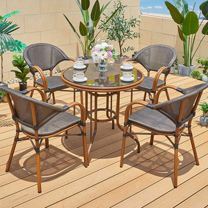 Juego de Muebles de Jardín Portátiles de Aluminio para Exteriores, Mesas y Sillas de Comedor para Restaurante, <span class=keywords><strong>Bistro</strong></span>, Modernas, Impermeables, de Malla, para Hotel, Villa, Patio - Product Image 4