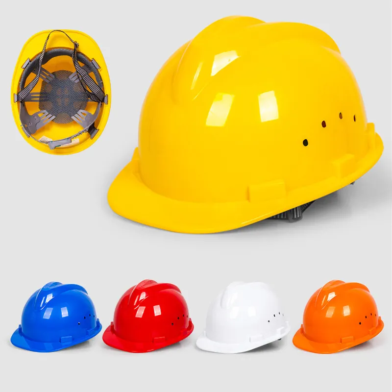 Yüksek kaliteli plastik darbeye dayanıklı nefes emniyet kaskı endüstriyel inşaat madencilik koruyucu güvenlik sert şapka kask