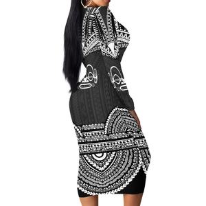 Robe longue à manches longues et col rond pour femme, polynésie française, livraison directe, mode jaune, printemps - Product Image 6