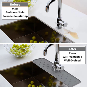 Wholesale Kitchen Silicone Faucet Water Catcher Mat Sink <b>Draining</b> Pad Faucet Absorbent Mat Sink Splash <b>Guard</b> Silicone Faucet Mat - Product Image 4