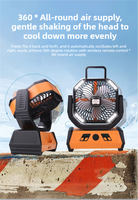 Ventilateur portable rechargeable 27x30 10000mAh avec lumière LED et batterie externe pour camping, usage domestique et hôtelier