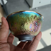 Tasse à thé en céramique de style chinois, colorée, avec motifs de poisson argenté, lotus, dragon et phénix incrustés, de luxe léger et rétro, idéale comme cadeau d'affaires