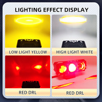 Feux de moto à 3 modes avec feux de jour rouges à LED, phare auxiliaire, mini feux de route, feux de travail, ampoule antibrouillard pour voiture et camion