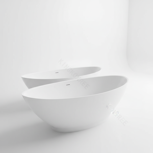 <span class=keywords><strong>Baignoire</strong></span> ovale autoportante moderne et élégante en surface solide, style hôtelier, avec fonction de trempage, pour usage domestique - Product Image 1