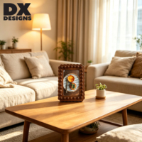 Bingkai Foto Kayu Ukiran Tangan DX Designs dengan Manik-Manik, Ukuran 4x6 5x7 8x10 Inci, Tepi Bergelombang, Bingkai Gambar Kayu untuk Dinding, Meja, Dekorasi Rumah