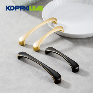 Koppalive Modern European Golden <strong>Cabinet</strong> Handles <strong>Slim</strong> Curve Design Brass Drawer Pulls for Kitchen &amp; Dresser - Product Image 1