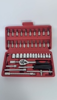 VETOOL – Kit d'outils de 46 pièces pour clé à chocs 1/4 pouce, avec embouts en acier et acier au carbone, poignées de tournevis et mallette de transport OEM rigide
