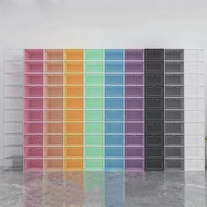 Caja de zapatos gruesa grande transparente a prueba de polvo y humedad <span class=keywords><strong>para</strong></span> almacenar zapatos con cajón abatible estilo Zapatero - Product Image 4