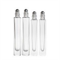 Botol Parfum Kaca Silinder Bulat Tipis 10ml, Dinding Tebal, Alas Persegi, untuk Minyak Atsiri, Botol Roll-on