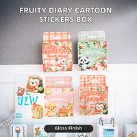 Série de journaux fruités manuels de sens avancé autocollants en papier PVC de dessin animé mignon pour la décoration de vacances boîte d'autocollants décoratifs