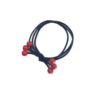 Élastique à cheveux rouge perlé 3 en 1 à haute élasticité avec incrustation de strass, style coréen, pour queue de cheval épaisse, pour femmes, usage quotidien - Product Image 5