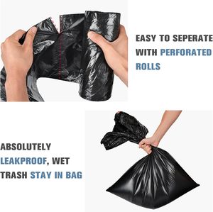 Túi rác nhựa tùy chỉnh bán buôn YC, túi rác sinh học phân hủy được, màu đen, dùng trong gia đình, loại lớn, di động, siêu bền, màu đen - Product Image 6