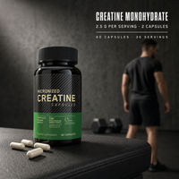 Capsules de créatine micronisée prêtes à être expédiées, créatine monohydrate 2,5 g par portion, 60 capsules, étiquette privée OEM ODM
