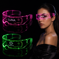 Lunettes LED Lumineuses Futuristes Décoratives en Acrylique Transparent 7 Couleurs pour Hommes et Femmes, Idéales pour les Festivals et Costumes de Rave
