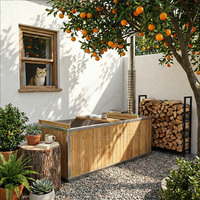 Hochwertiger Hachii Spa 2-Personen-Holzofen-Außenpool mit tollem Infinity-Design, traditionell, freistehend, rechteckig, einfach aufzubauen