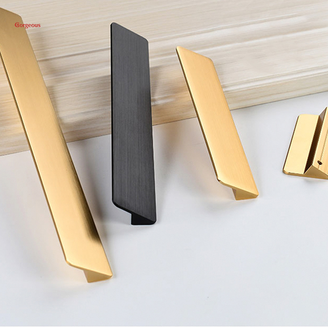 Kitchen & Dresser Brass Drawer Pulls Cabinet Handle Knobs Door Knobs with Aluminium Gold Black Profile Cupboard Handle
