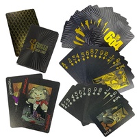 Cartes de jeu de poker personnalisées en PVC imperméable avec impression de logo, feuille d'or personnalisée et cartes à jouer noires argentées