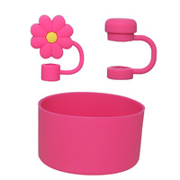 Pour Stanley Cup 10mm Silicone Fleur Paille Cache-Poussière Trois Pièces Ensemble Tête De Champignon Paille Chrysanthème Cap Accessoires