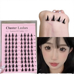 Kit de cils synthétiques sans colle pour lifting des cils, cils en éventail individuels, cils en bande complète, cils en grappe courbés, bande transparente, style <span class=keywords><strong>Manga</strong></span> - Product Image 4