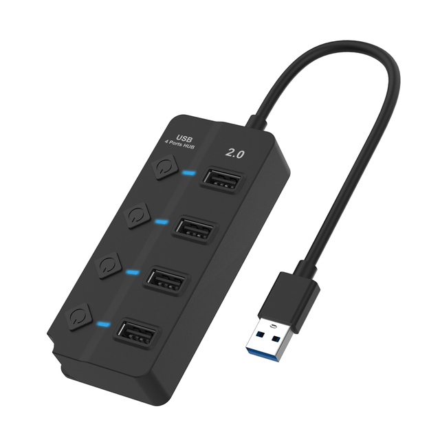 USB 2.0 Hub with Independent Switches 4 in 1 mac Mini Dock Station 4 Ports USB HUB