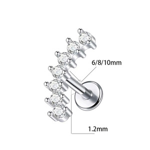 Pendientes de Cartílago de <span class=keywords><strong>Acero</strong></span> <span class=keywords><strong>Inoxidable</strong></span> 316L con Circonitas, Diseño de Luna, Estrella y Tulipán, Joyería de Piercing para Mujer, Nueva Tendencia 2026 - Product Image 6